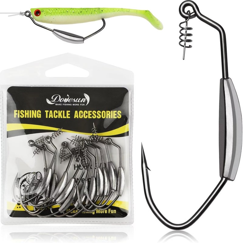 Dovesun 12PCS/44PCS Weighted Swimbait Hooks Weighted Fishing Hooks Saltwater Freshwater Worm Weedless Hooks for Bass Fishing 3/0 4/0 5/0 - Image 1